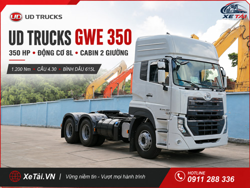 Xe đầu kéo UD Trucks GWE 350 350 HP động cơ 8L, cabin 2 giường